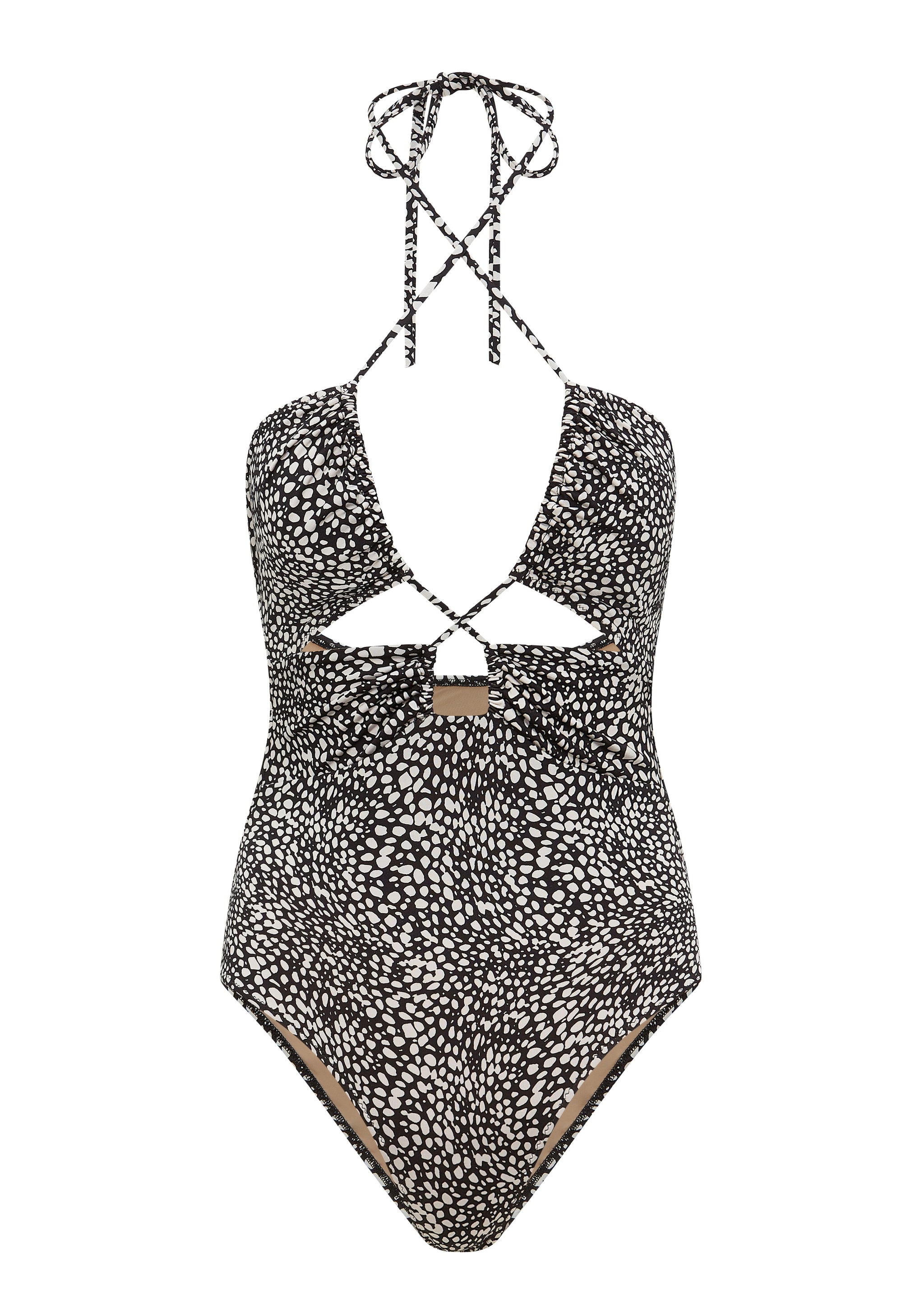 Buy River Island Black Textured Knot Belted Swimsuit from Next Poland