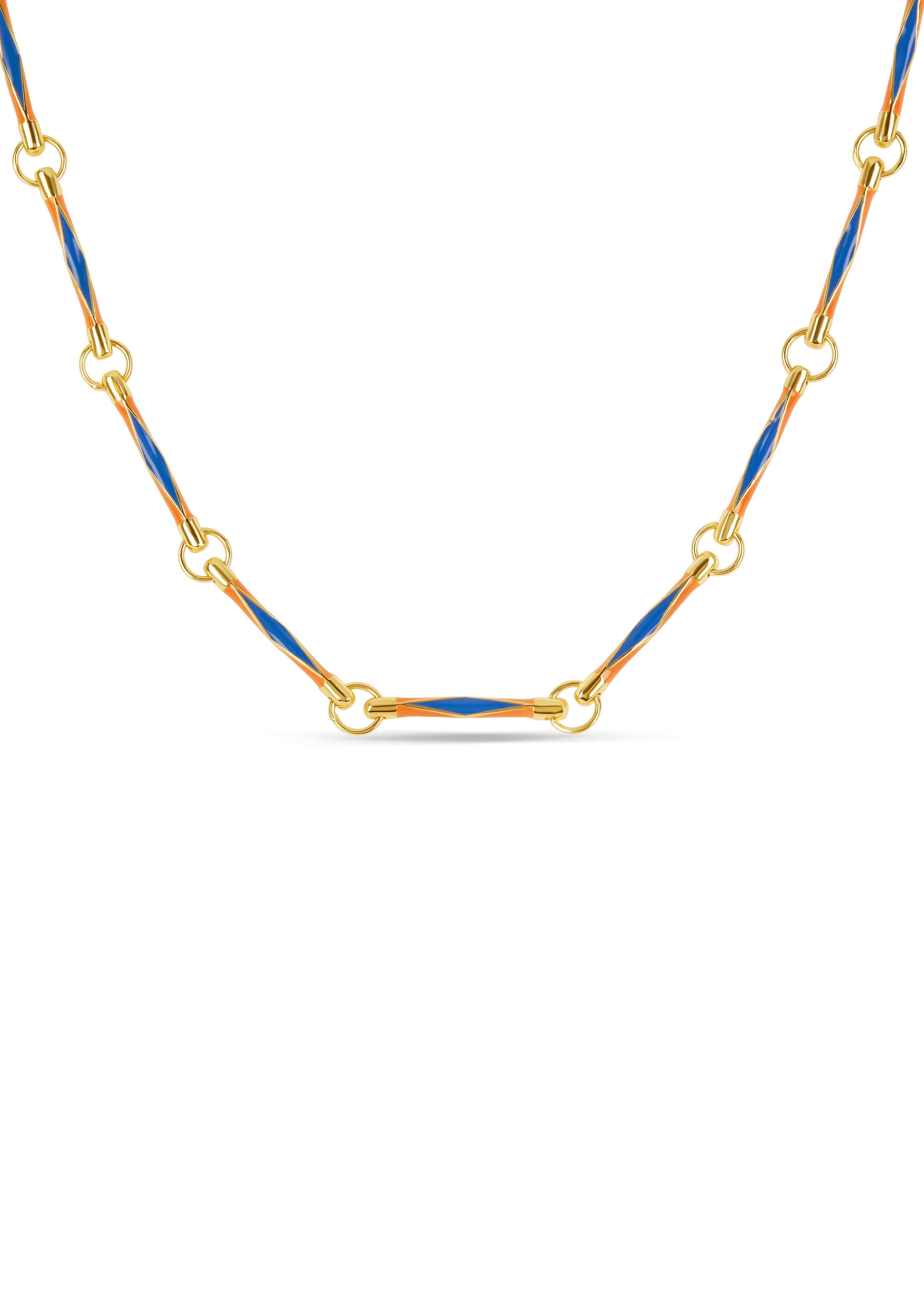 GEO LINK NECKLACE- AMBERGLOW & LUSTRE BLUE