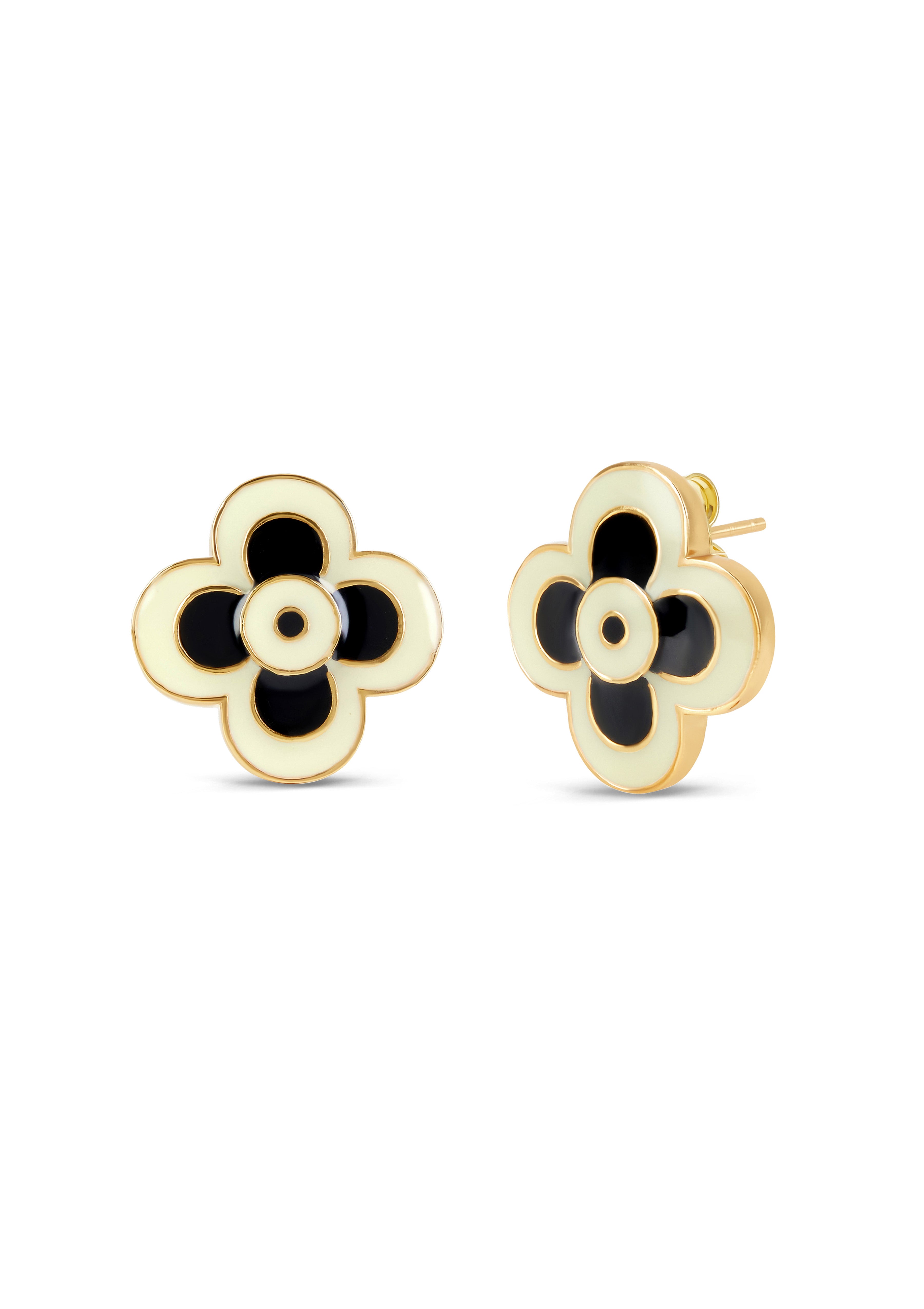 LE FLORE STUDS - CREAM & BLACK