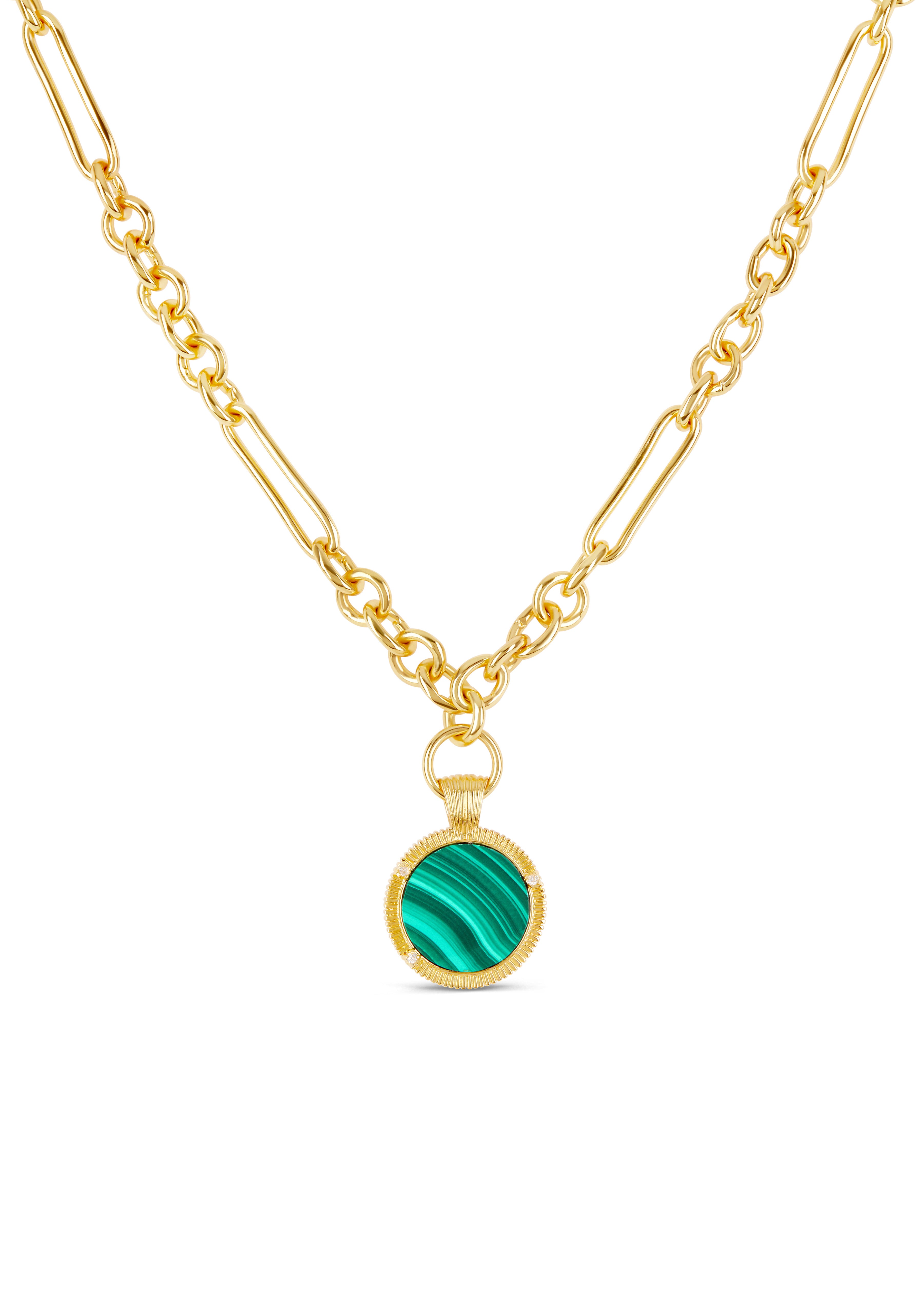 MALACHITE CHARM LINK NECKLACE