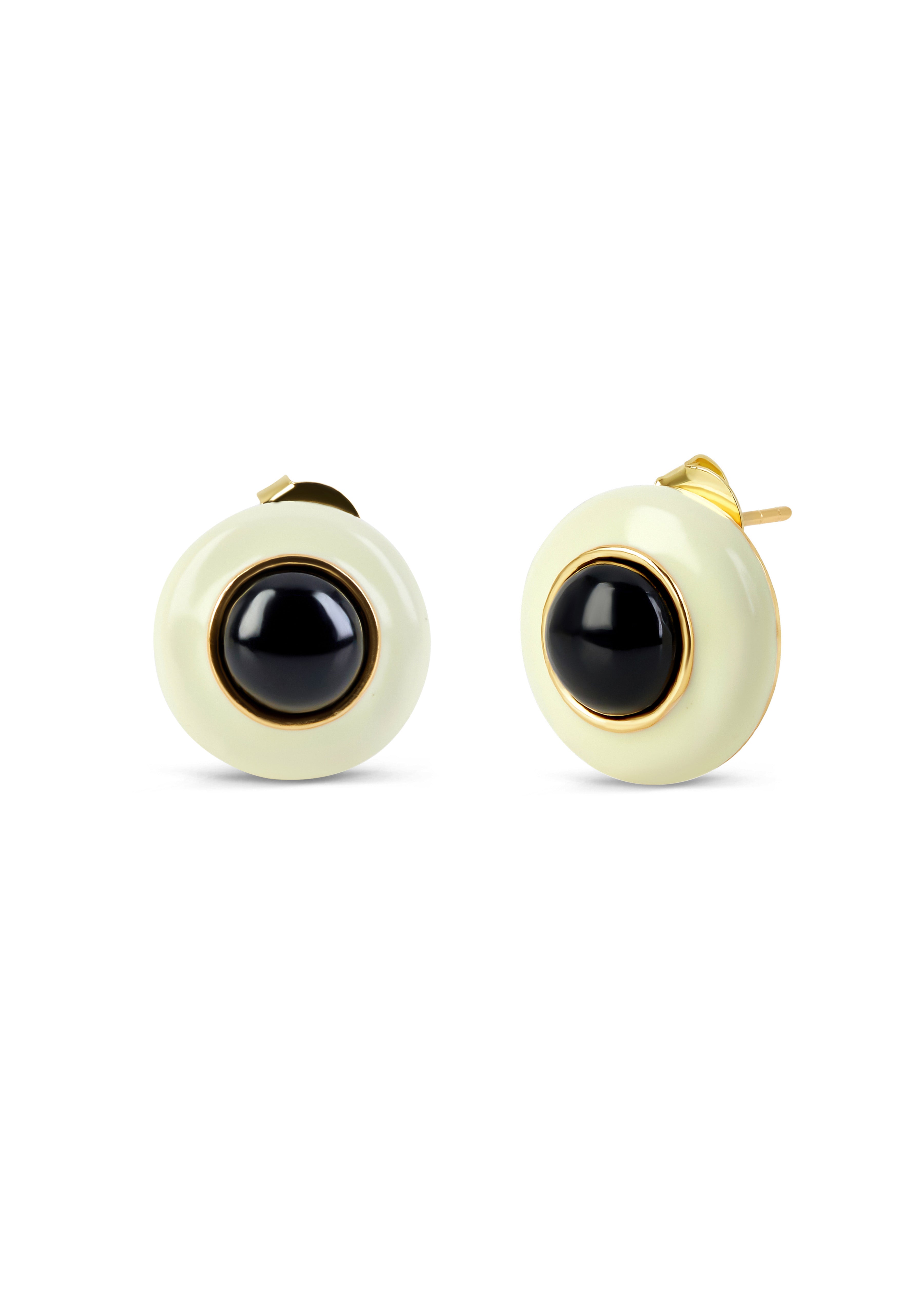 SOL EARRING STUDS - CREAM & BLACK