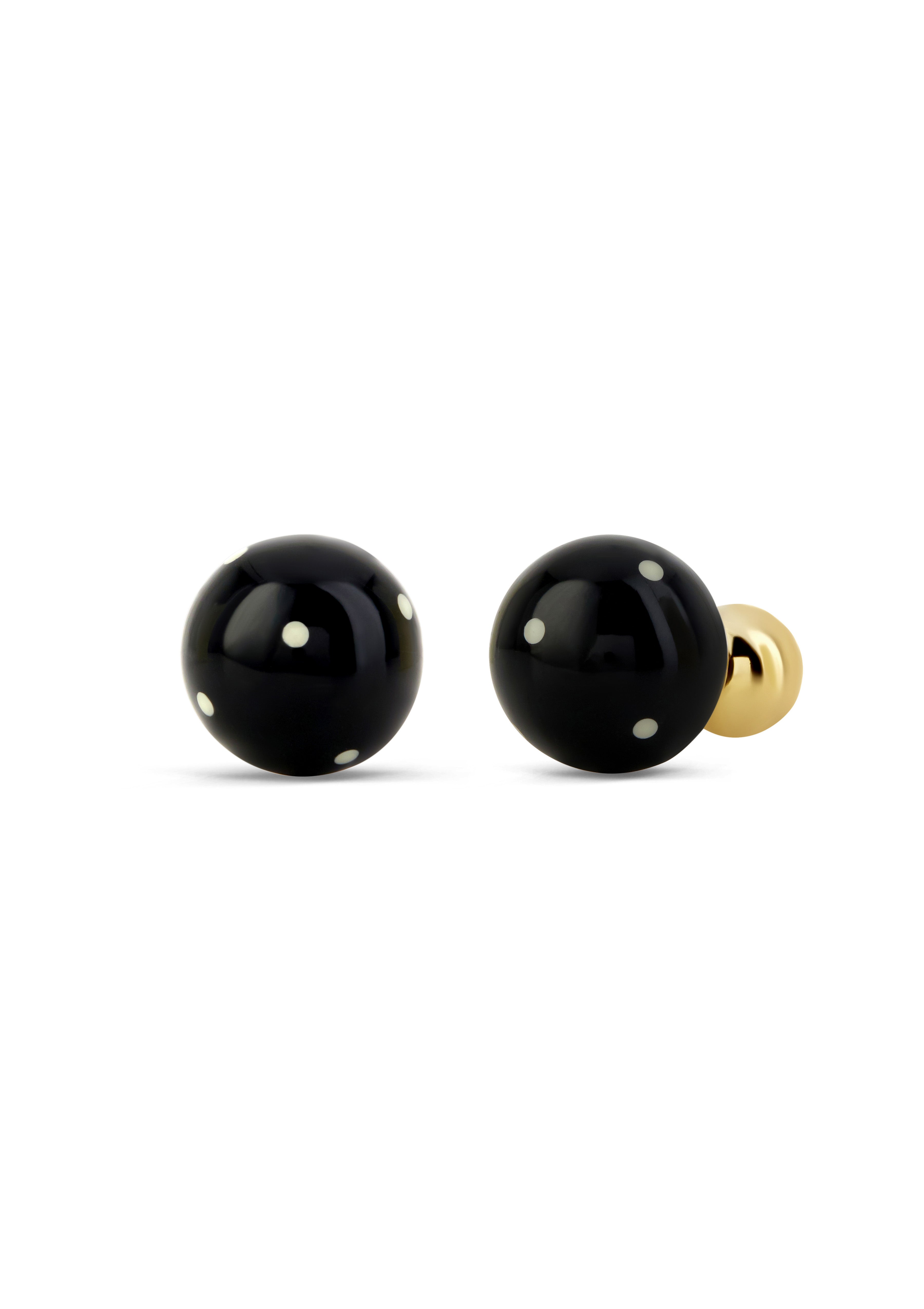 LOCO EARRING STUDS - BLACK & CREAM DOT