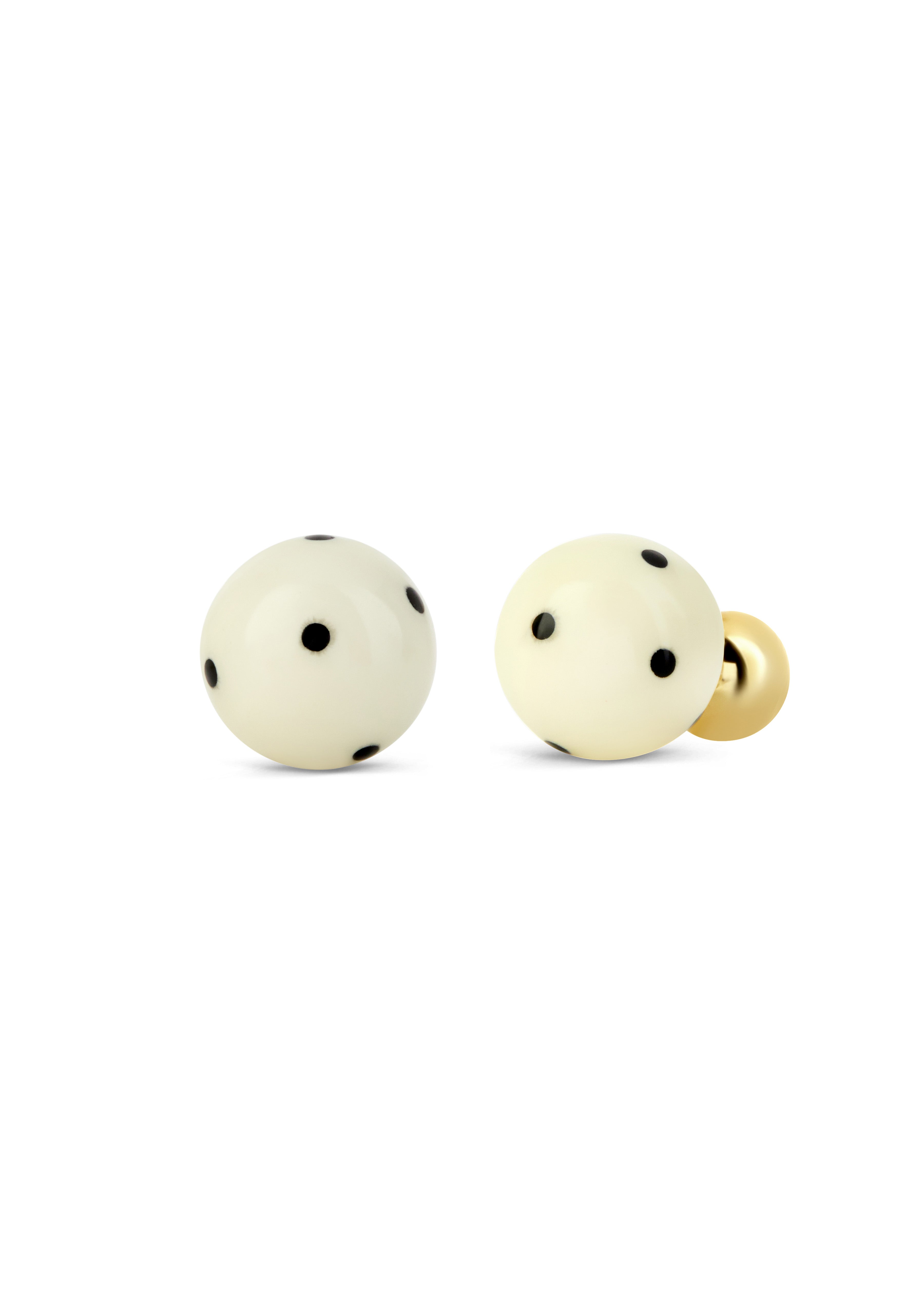 LOCO EARRING STUDS - CREAM & BLACK DOT