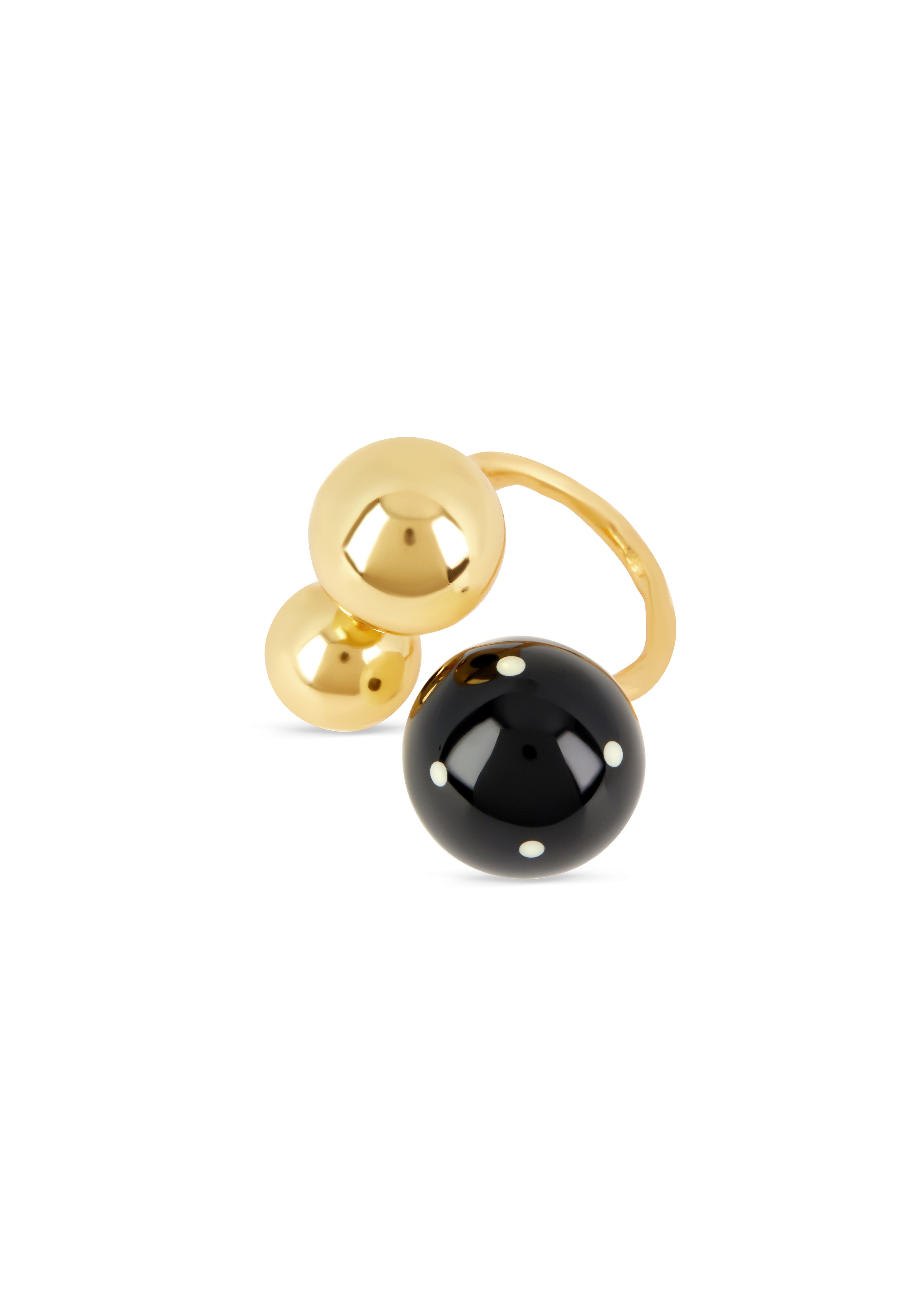 LOCO RING - BLACK & CREAM DOT