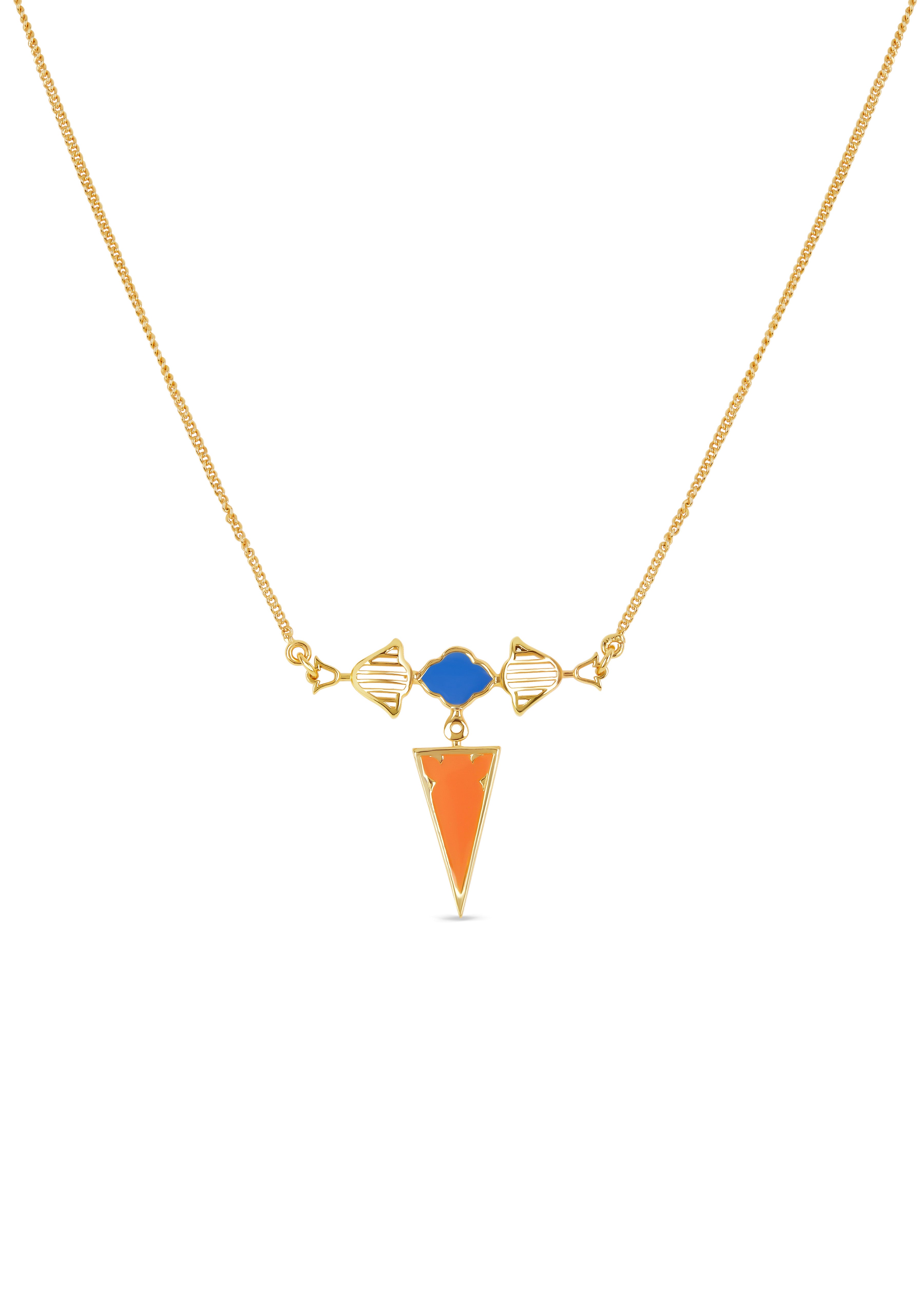 MOROCCAN LATTICE NECKLACE - AMBERGLOW & LUSTRE BLUE