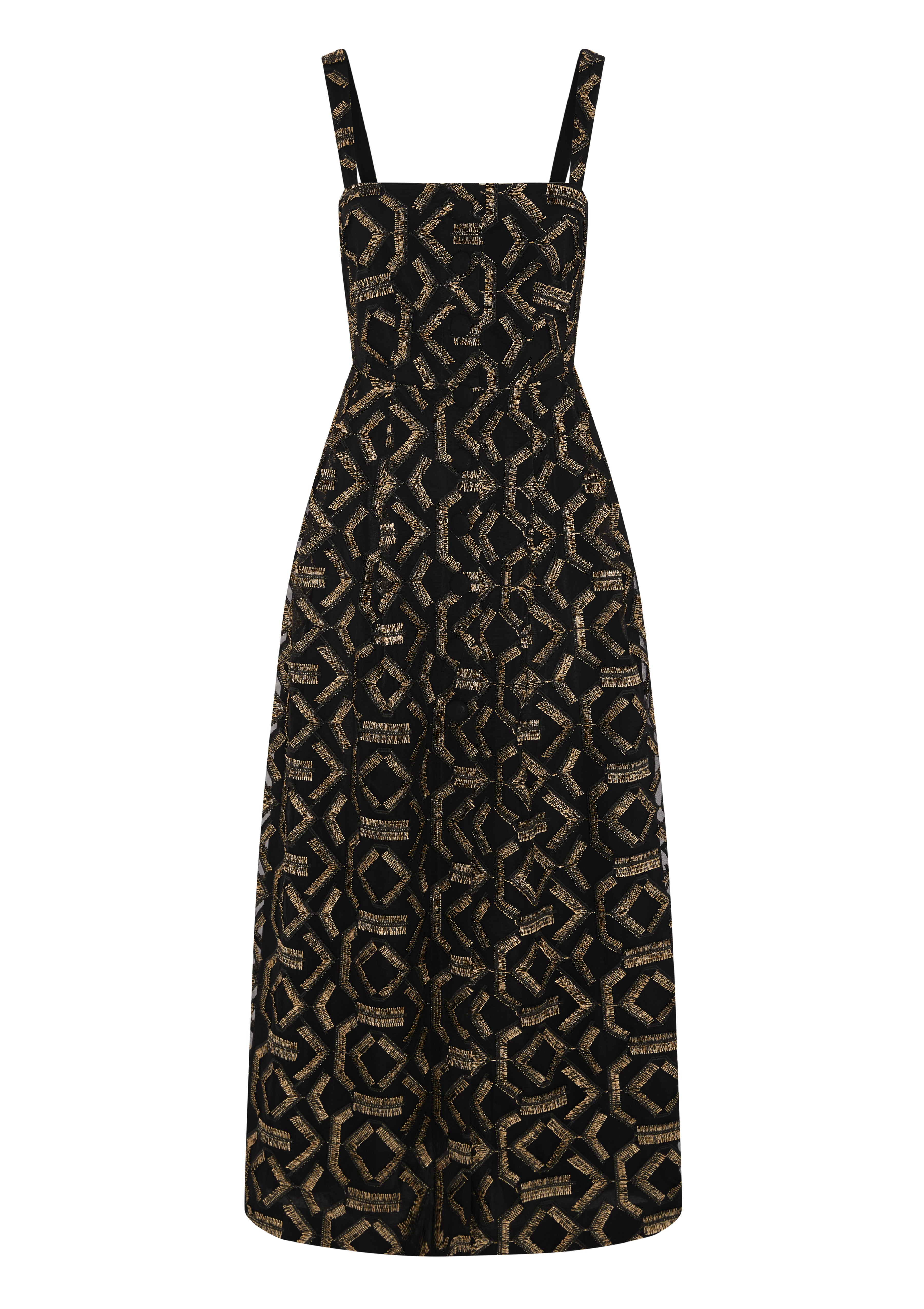 ARLA DRESS IN GEO FRINGE - BLACK