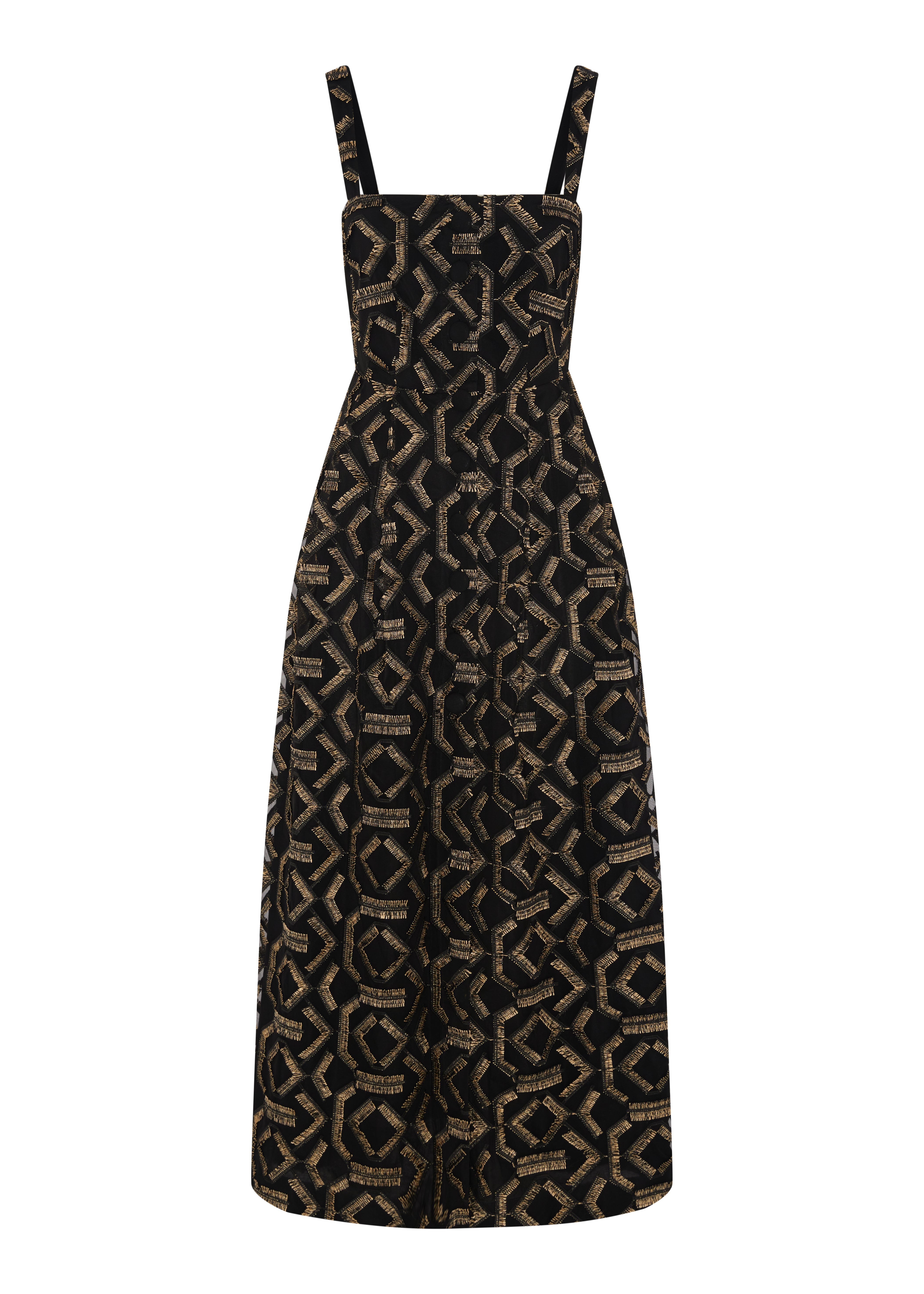 ARLA DRESS IN GEO FRINGE - BLACK