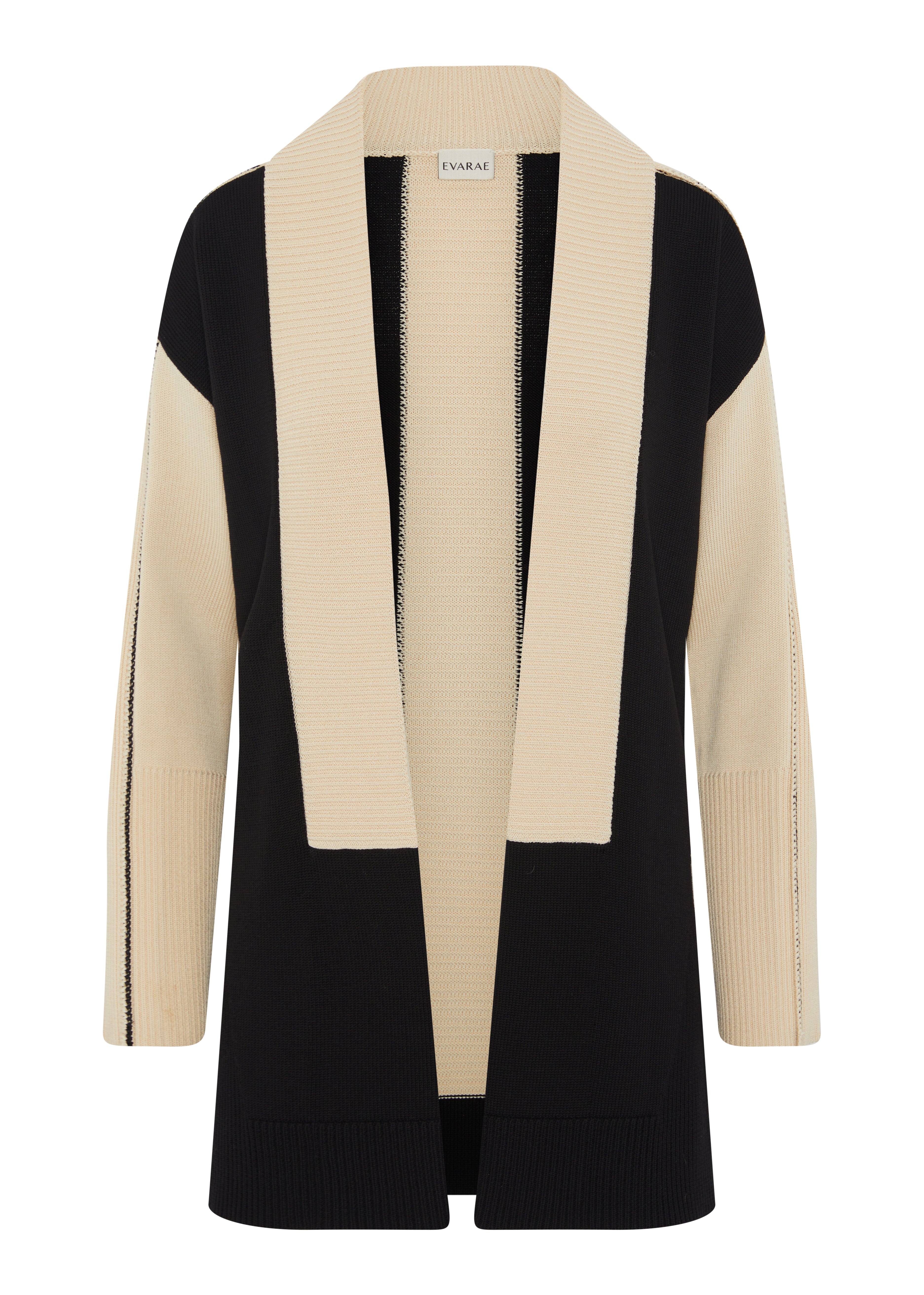 FAYE KNITTED CARDIGAN IN BLACK/IVORY