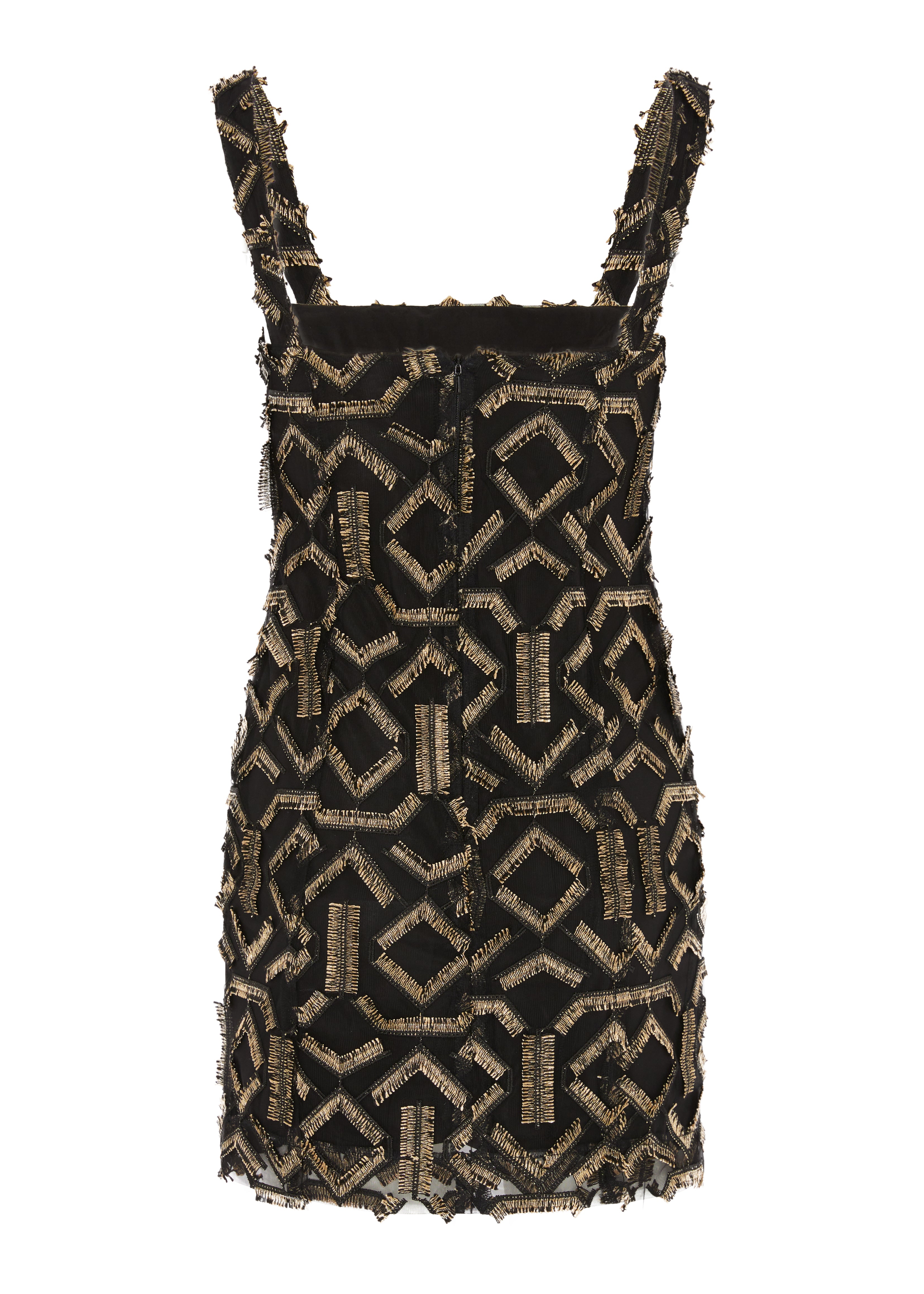 KIKI DRESS IN GEO FRINGE - BLACK