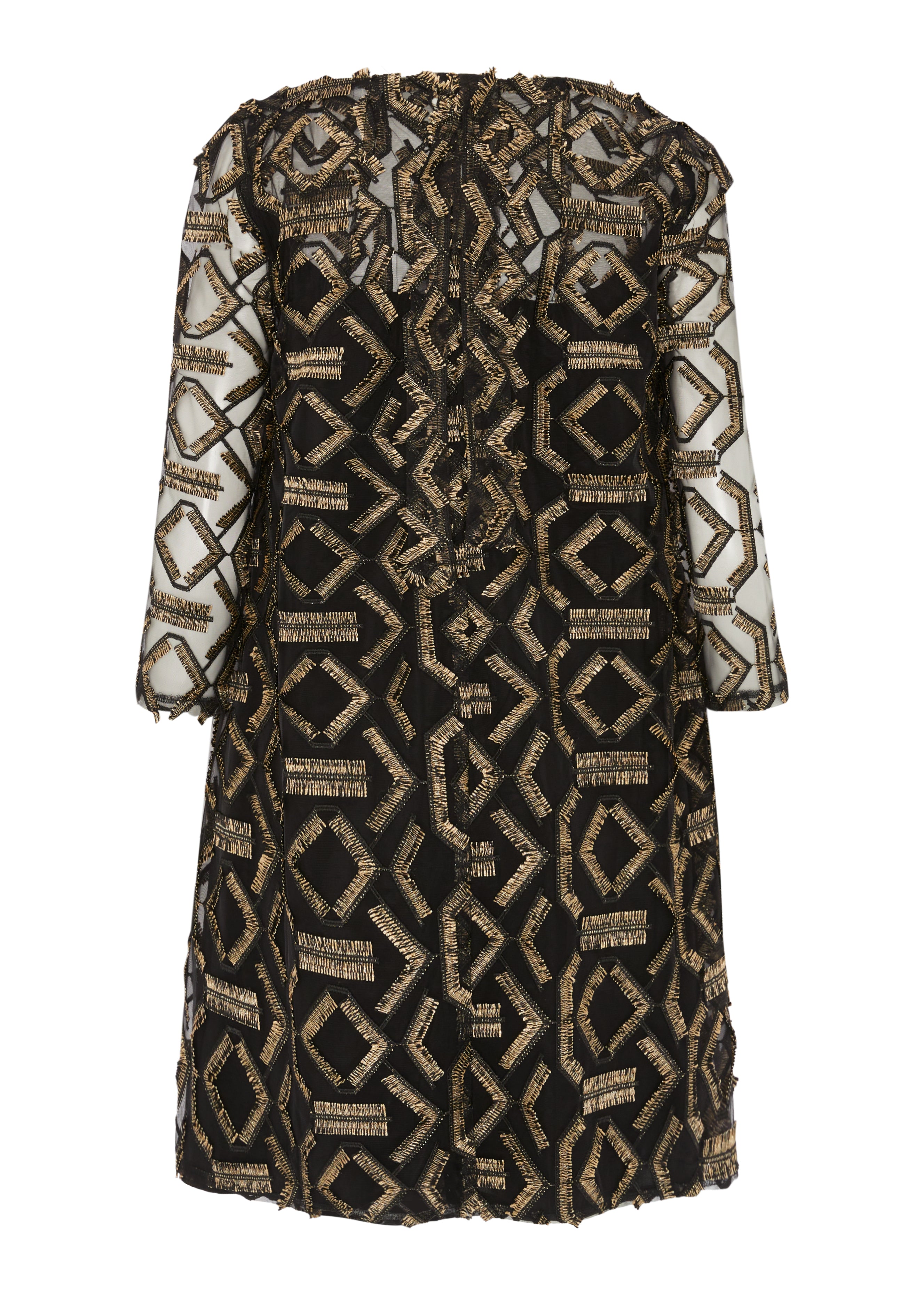 BELAMY DRESS IN GEO FRINGE - BLACK