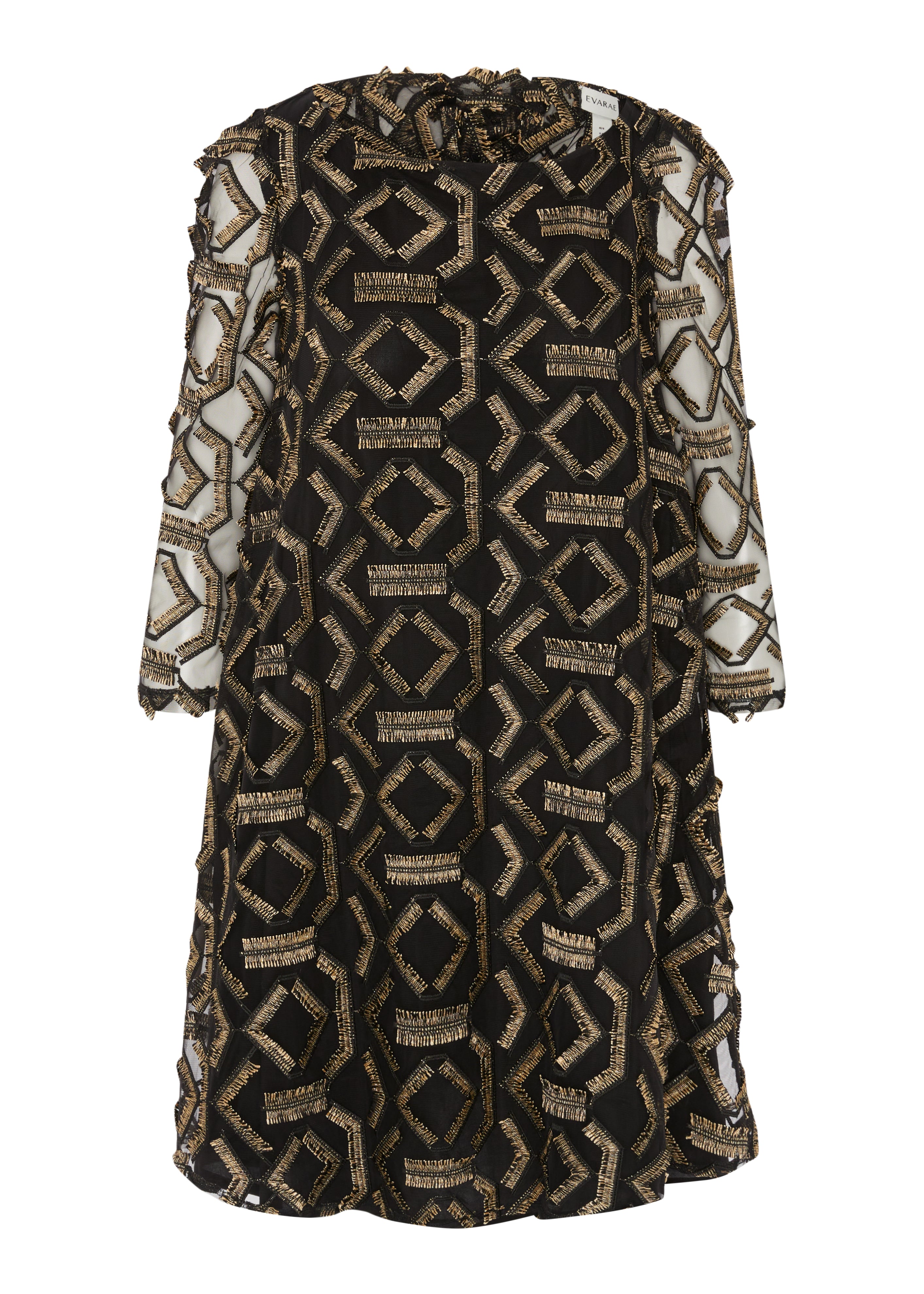 BELAMY DRESS IN GEO FRINGE - BLACK