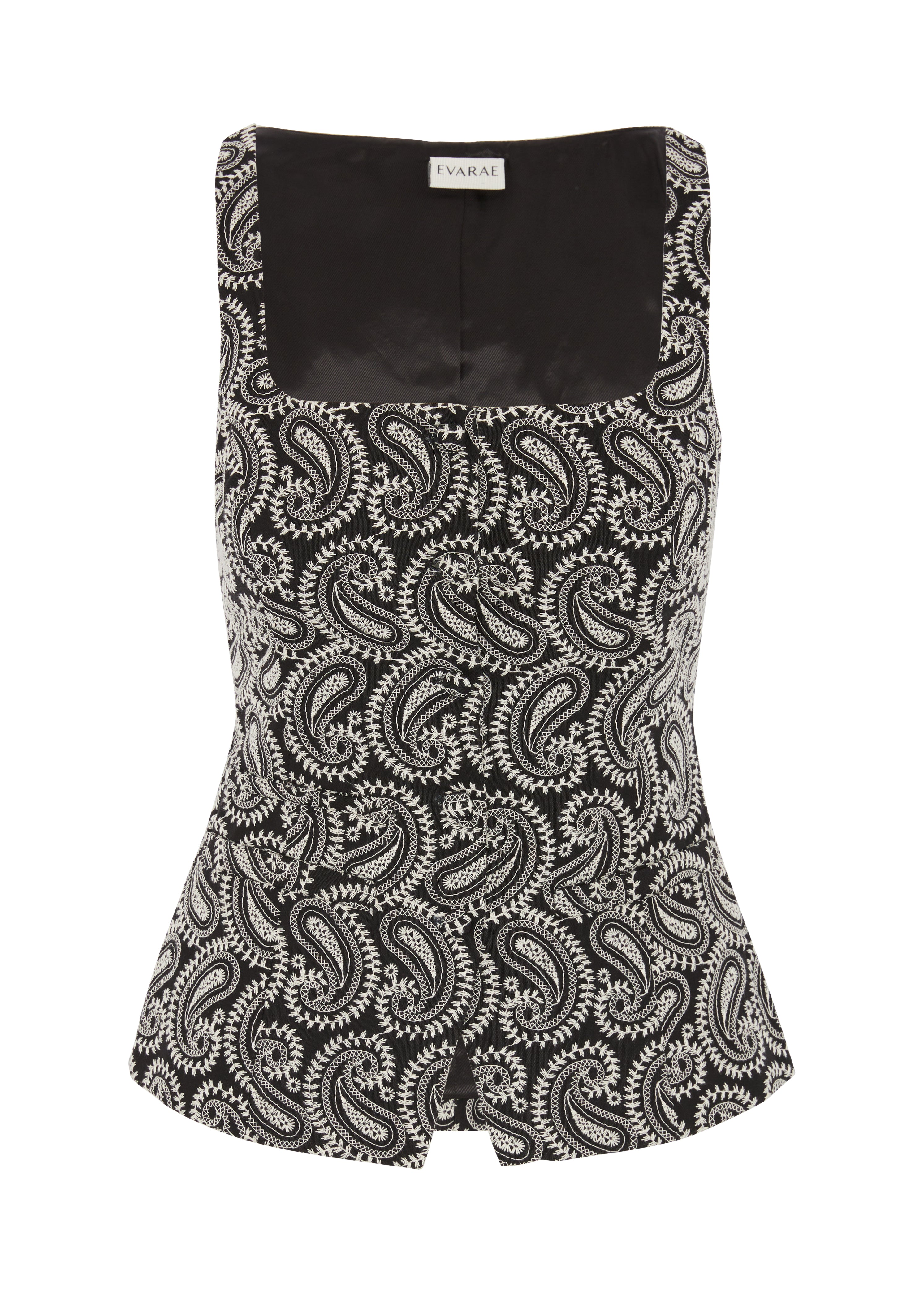 JOLIE WAISTCOAT IN COTTON - PAISLEY EMBROIDERY BLACK/CREAM