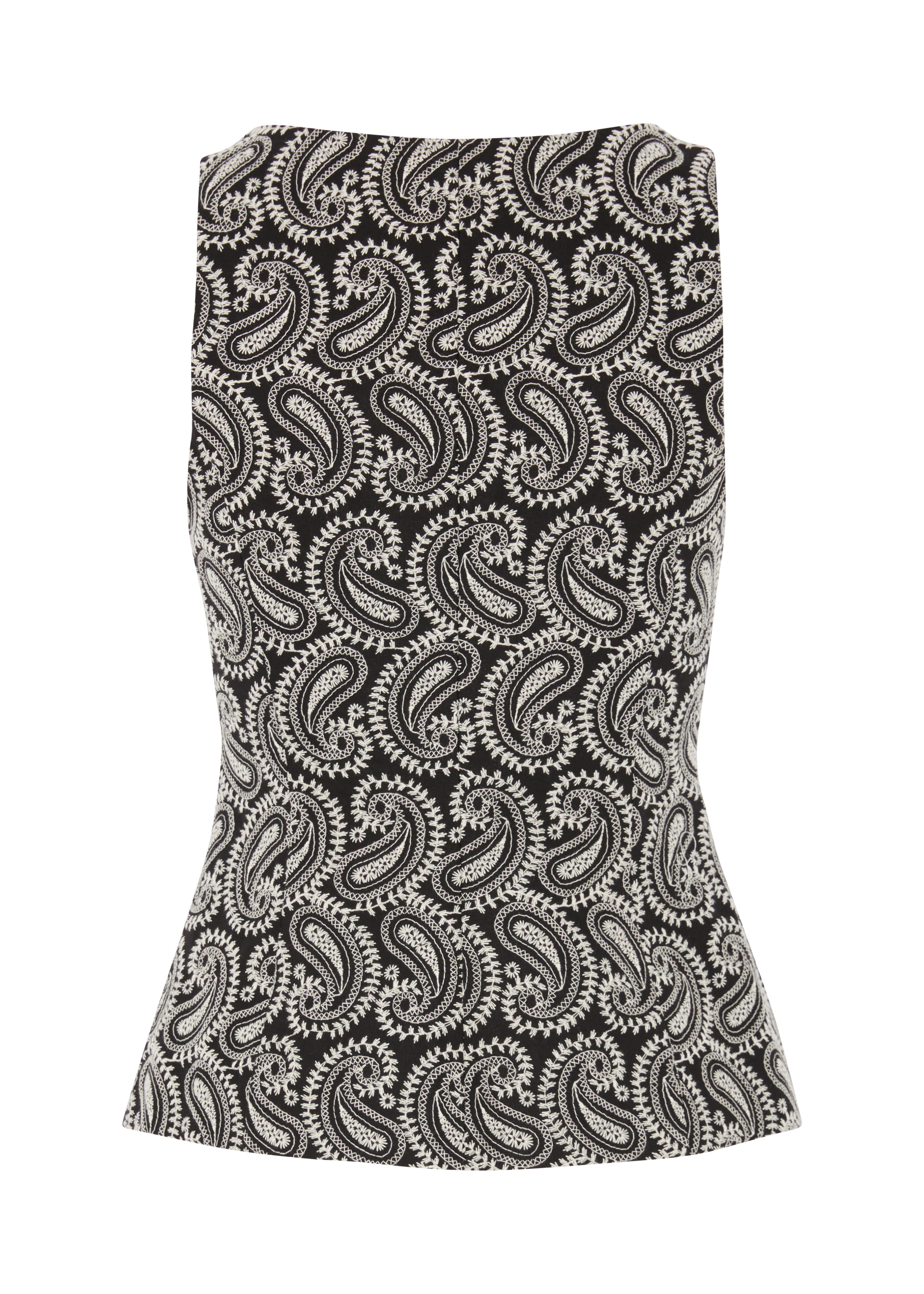 JOLIE WAISTCOAT IN COTTON - PAISLEY EMBROIDERY BLACK/CREAM