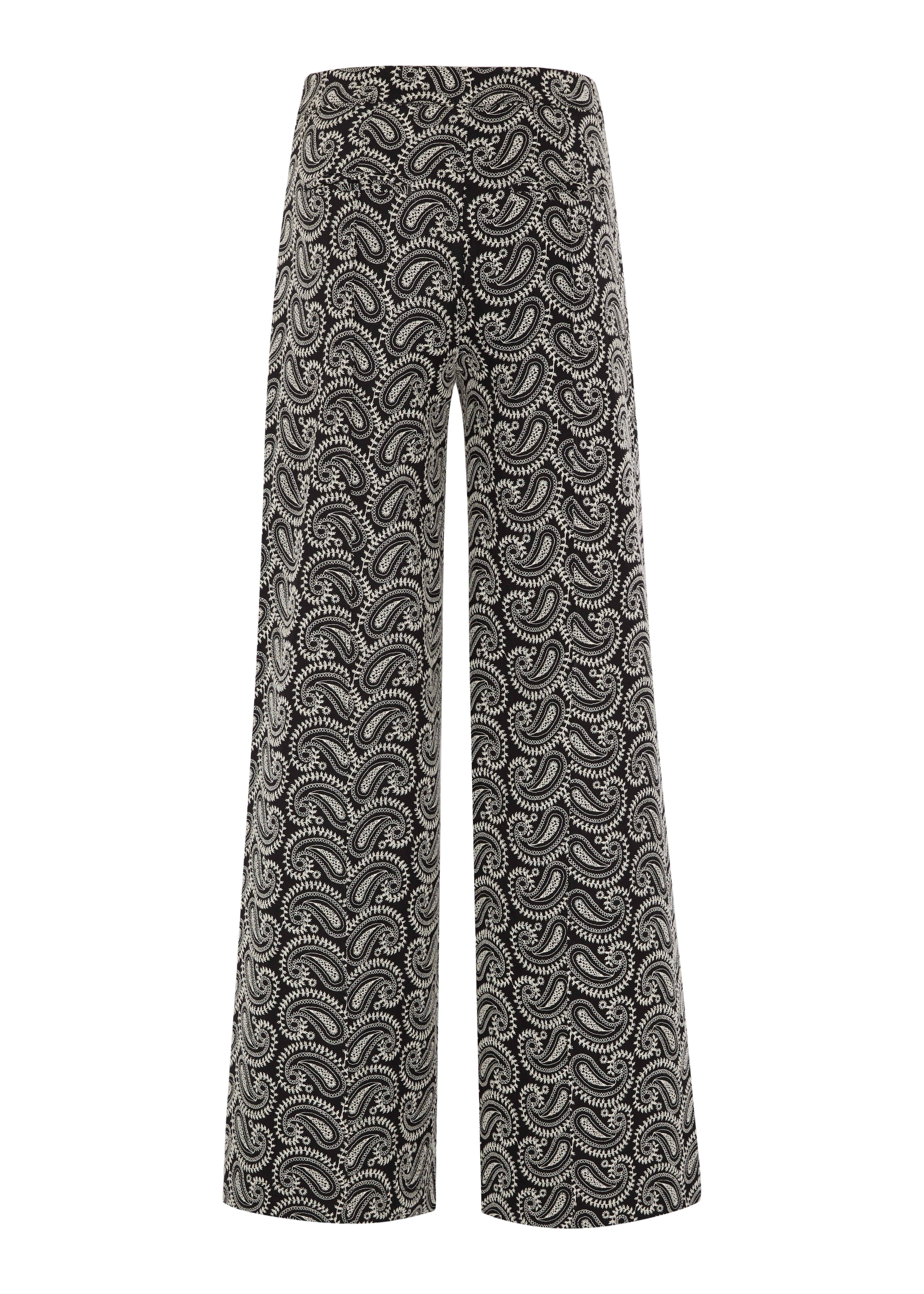 SHELLY TROUSERS IN COTTON - PAISLEY EMBROIDERY BLACK/CREAM