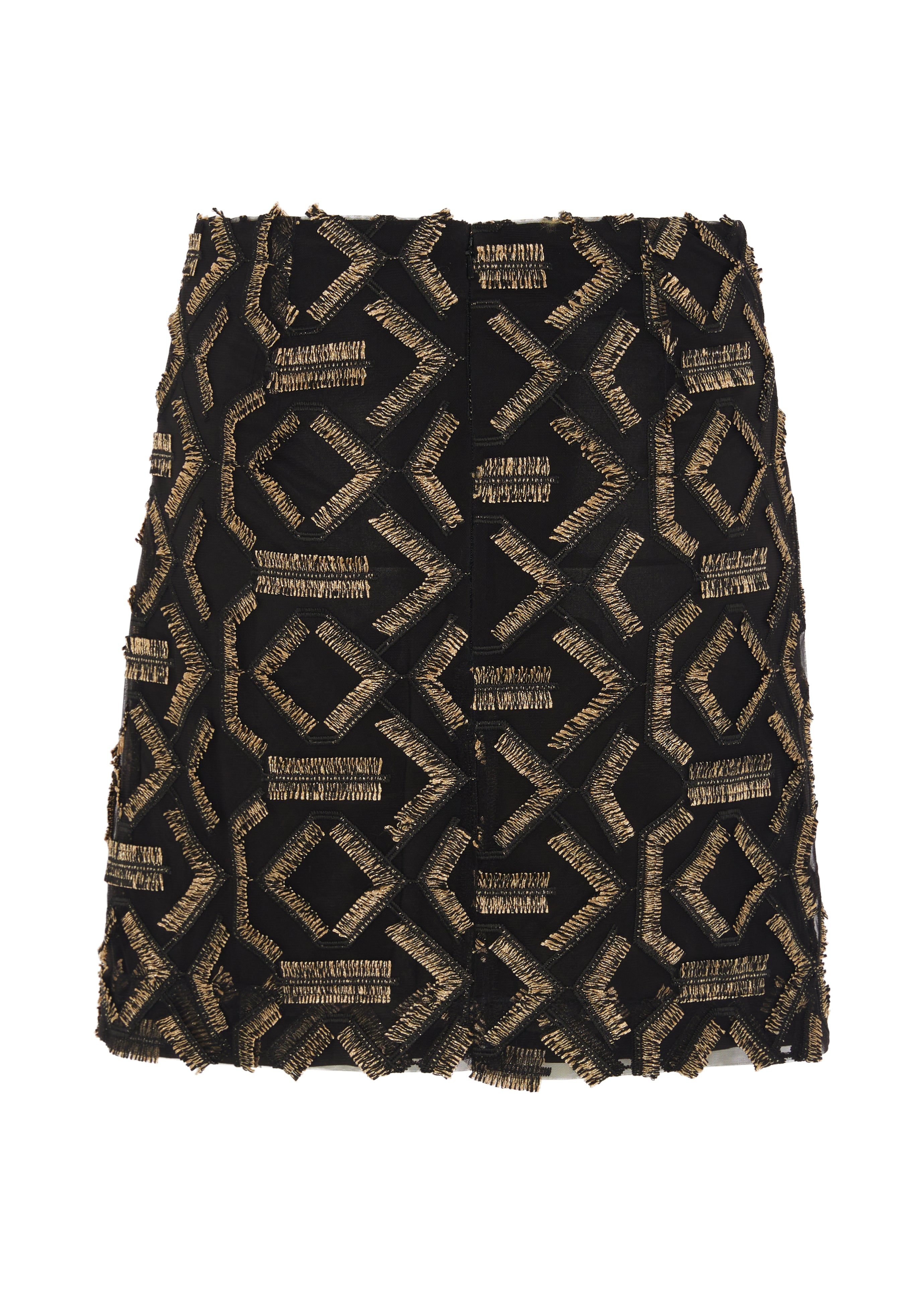 UMA SKIRT IN GEO FRINGE - BLACK