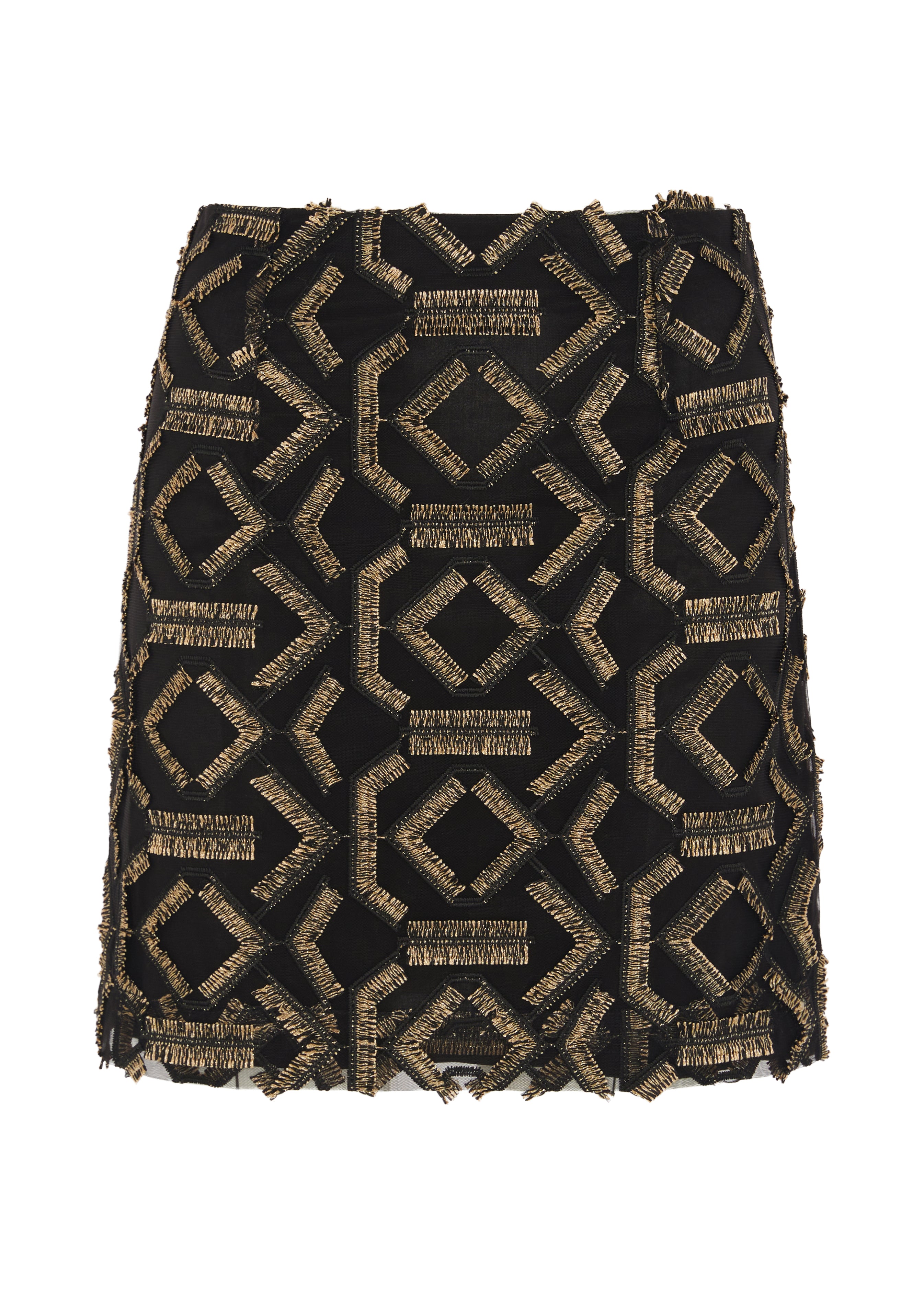 UMA SKIRT IN GEO FRINGE - BLACK