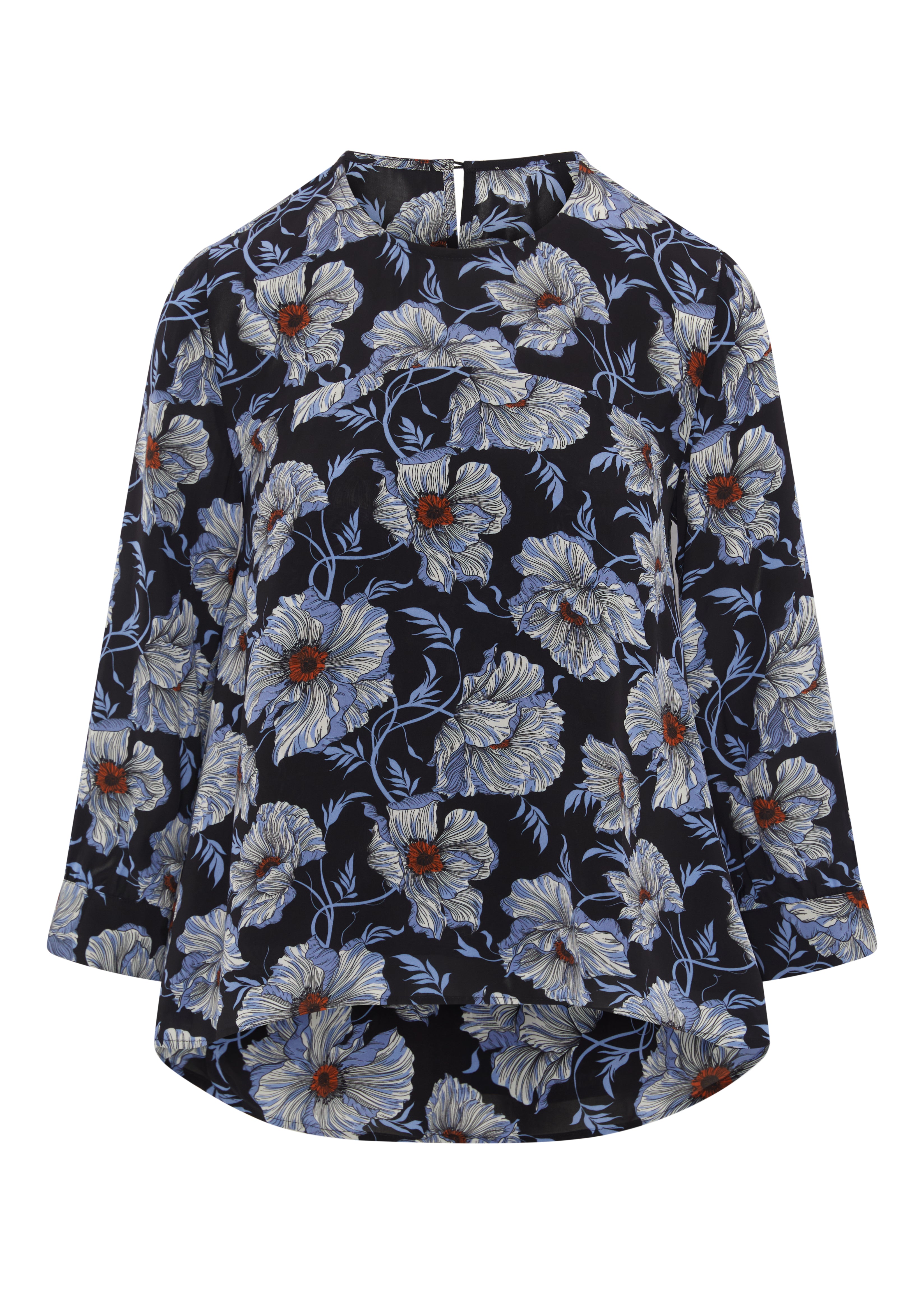 TOVA TOP IN CREPE DE CHINE - MIDNIGHT BLOOMS