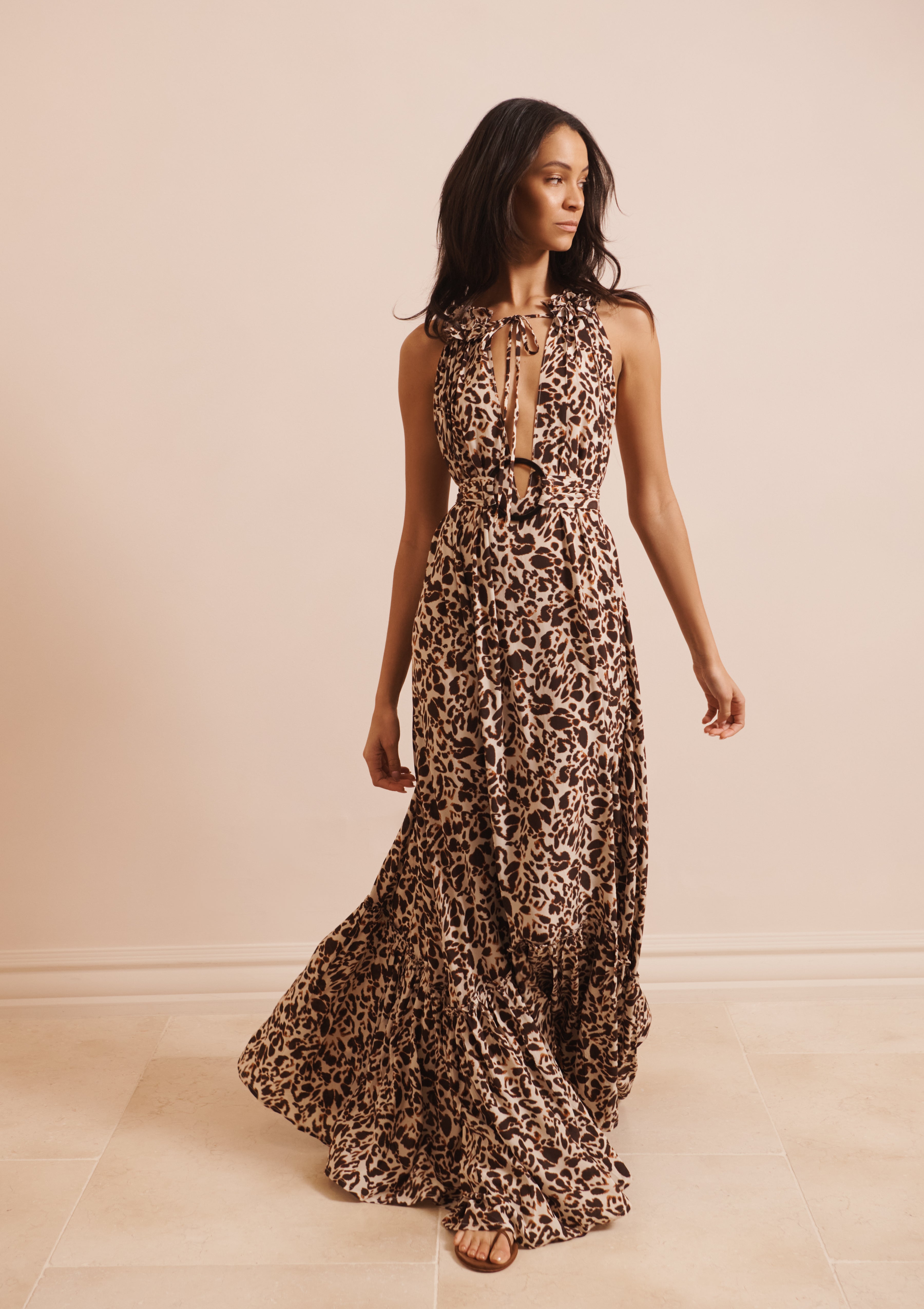 MELODY DRESS IN CREPE DE CHINE - MILO LEOPARD