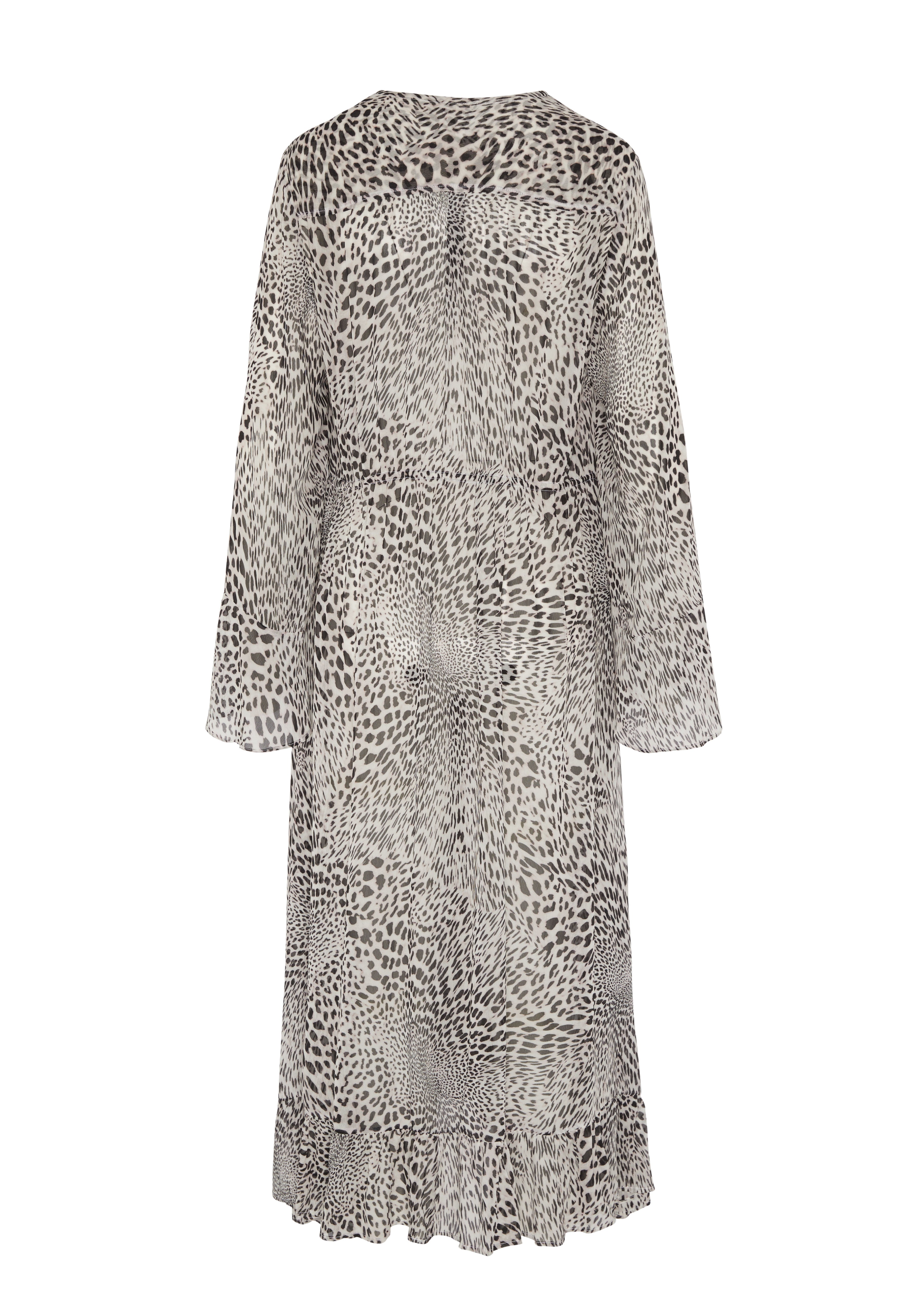 EVARAE ARNA KAFTAN DRESS IN GEORGETTE - SNOW LEOPARD