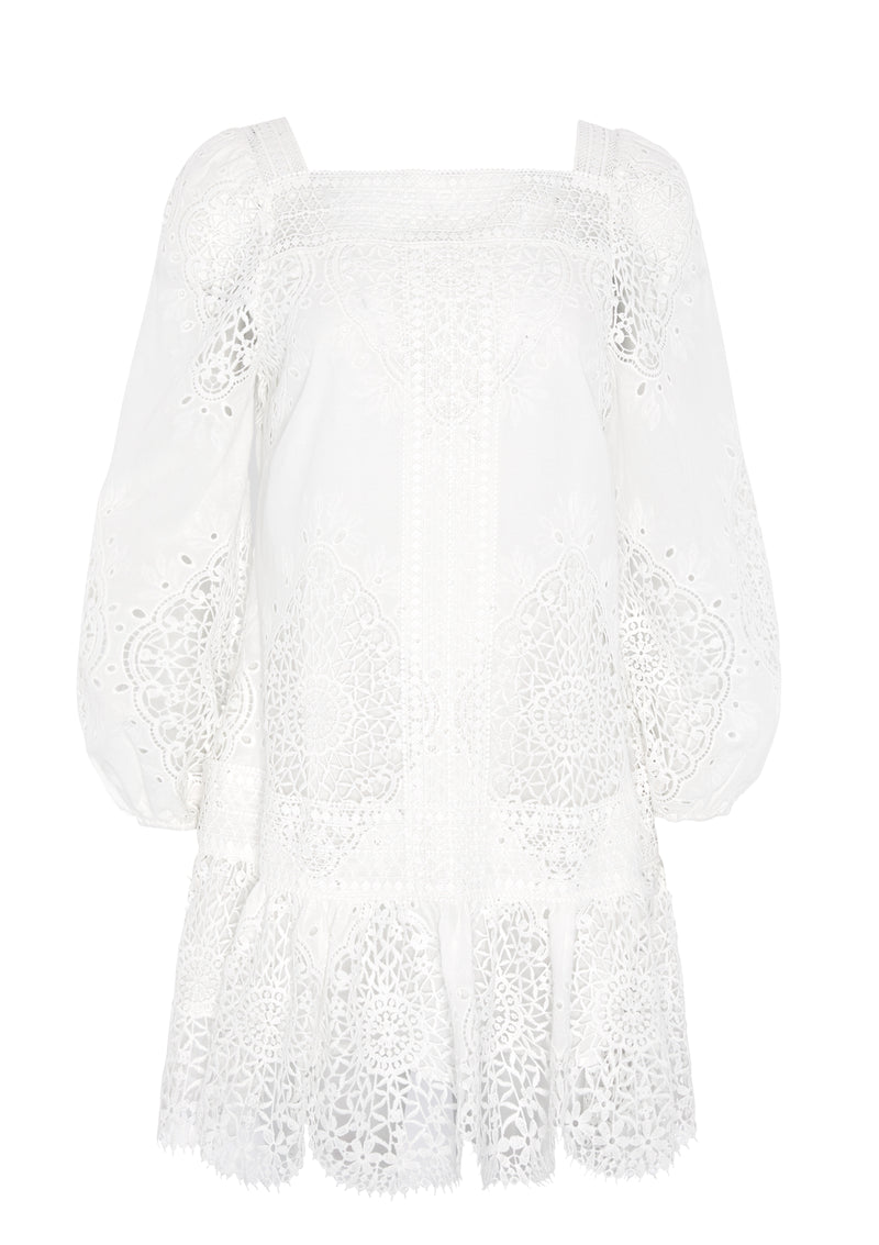 EVARAE TESSA DRESS IN COTTON - SUGAR WHITE
