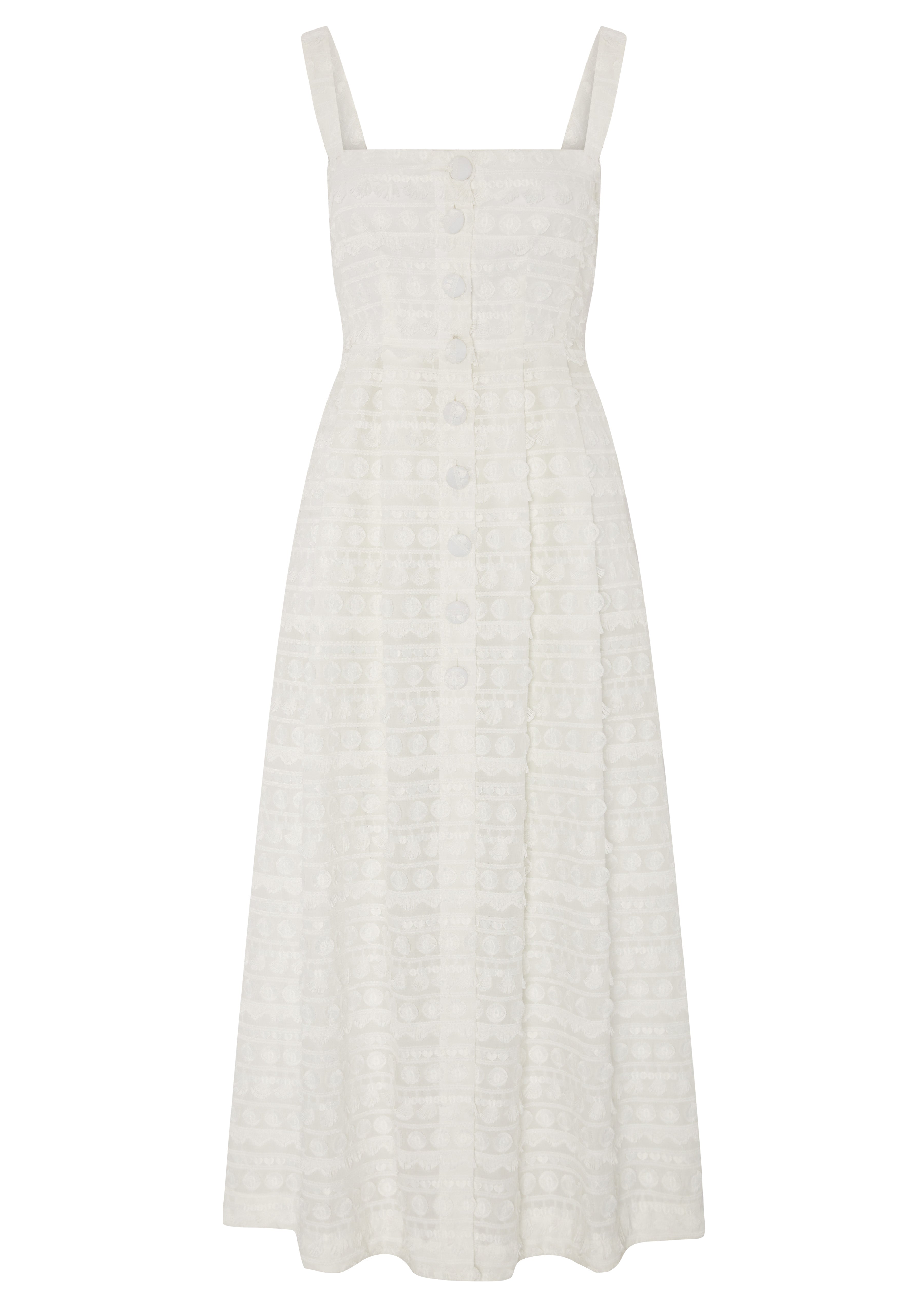 ARLA DRESS IN SOFT WHITE FRINGE TEXTILE