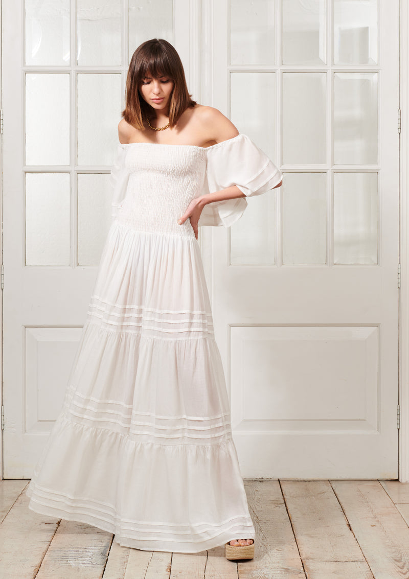 EVARAE VALENTINA DRESS IN LENZING LINEN - SOFT WHITE