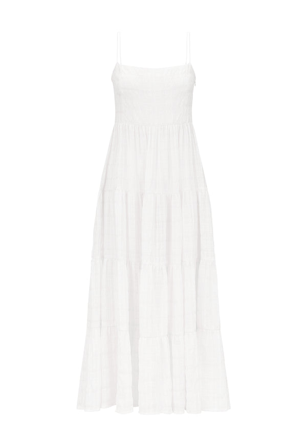 EVARAE MARTA DRESS - WHITE TEXTURED CHECK